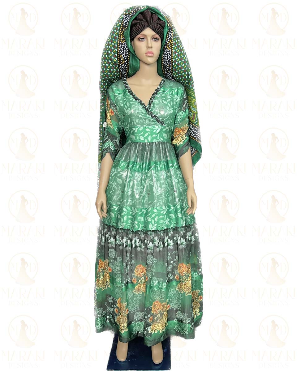 Green Chiffon – Maraki Designs | Chiffon dress | Traditional Ethiopia dress